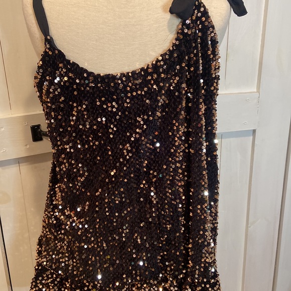 NWOT Free People Nova Black Sequined Velvet Adjustable Mini Dress - Picture 4 of 5